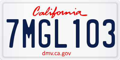 CA license plate 7MGL103