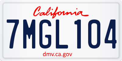 CA license plate 7MGL104