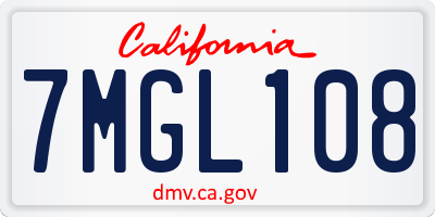 CA license plate 7MGL108