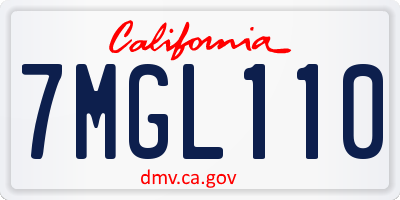 CA license plate 7MGL110