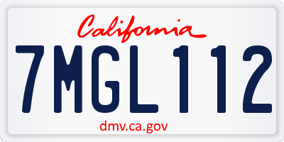 CA license plate 7MGL112