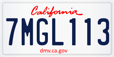 CA license plate 7MGL113