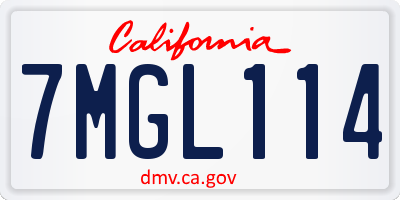 CA license plate 7MGL114