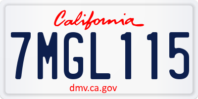 CA license plate 7MGL115