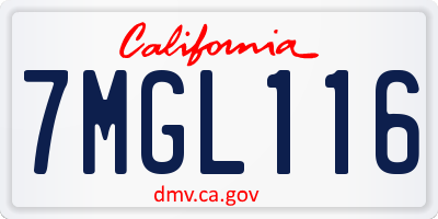 CA license plate 7MGL116