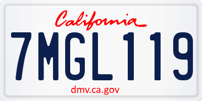 CA license plate 7MGL119