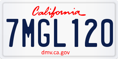 CA license plate 7MGL120