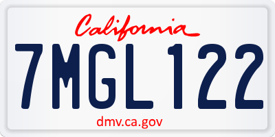 CA license plate 7MGL122