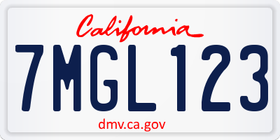 CA license plate 7MGL123