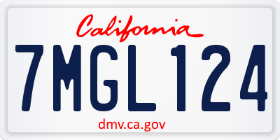 CA license plate 7MGL124