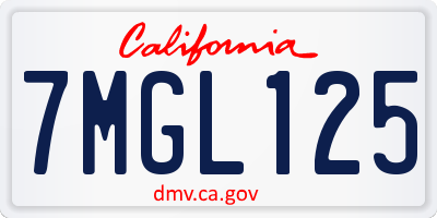 CA license plate 7MGL125
