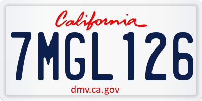 CA license plate 7MGL126
