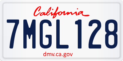 CA license plate 7MGL128