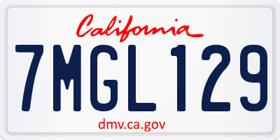CA license plate 7MGL129