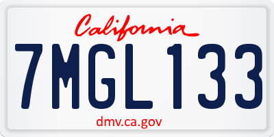 CA license plate 7MGL133