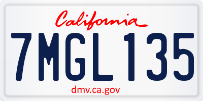 CA license plate 7MGL135