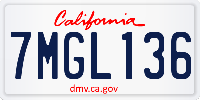 CA license plate 7MGL136