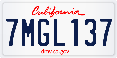 CA license plate 7MGL137