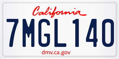 CA license plate 7MGL140