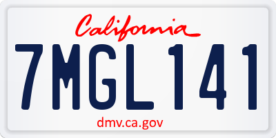 CA license plate 7MGL141