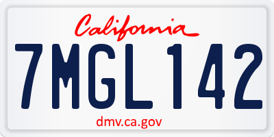 CA license plate 7MGL142