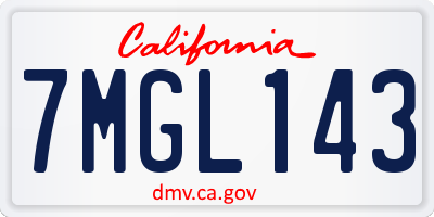 CA license plate 7MGL143