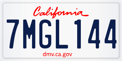 CA license plate 7MGL144