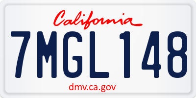 CA license plate 7MGL148