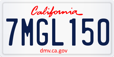 CA license plate 7MGL150