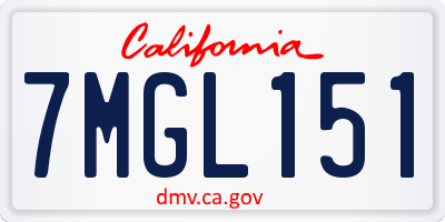 CA license plate 7MGL151