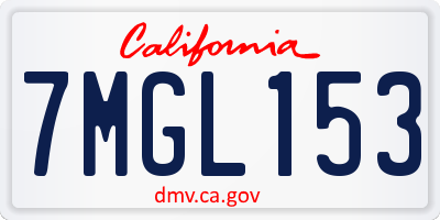 CA license plate 7MGL153