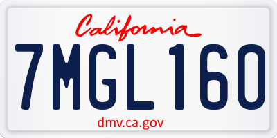 CA license plate 7MGL160