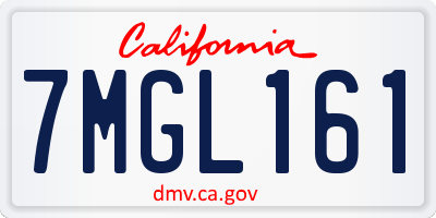 CA license plate 7MGL161