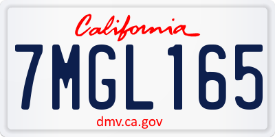 CA license plate 7MGL165