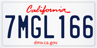 CA license plate 7MGL166