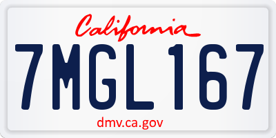 CA license plate 7MGL167