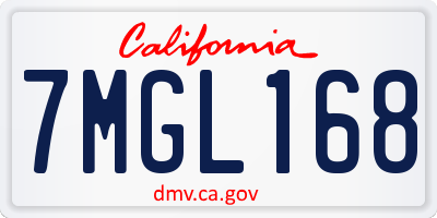 CA license plate 7MGL168