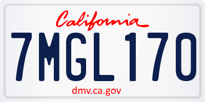 CA license plate 7MGL170