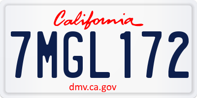 CA license plate 7MGL172