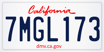CA license plate 7MGL173