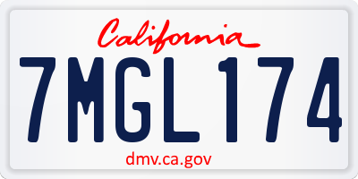 CA license plate 7MGL174