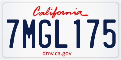 CA license plate 7MGL175