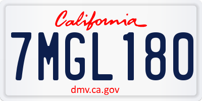 CA license plate 7MGL180