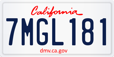 CA license plate 7MGL181