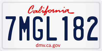 CA license plate 7MGL182