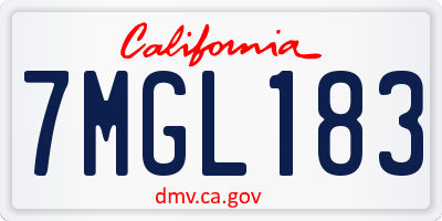 CA license plate 7MGL183