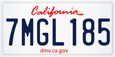 CA license plate 7MGL185