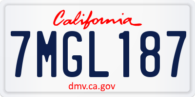 CA license plate 7MGL187
