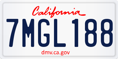 CA license plate 7MGL188