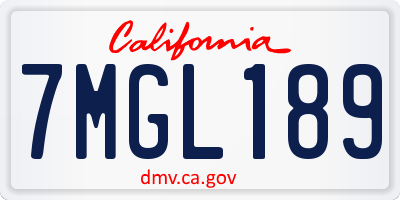 CA license plate 7MGL189